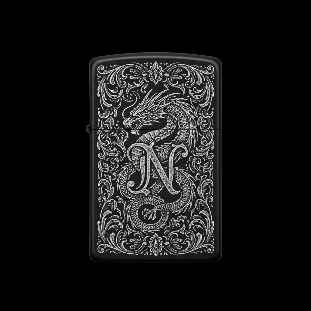 Zippo Ejderha Figürlü N Harfli Tasarım - V23