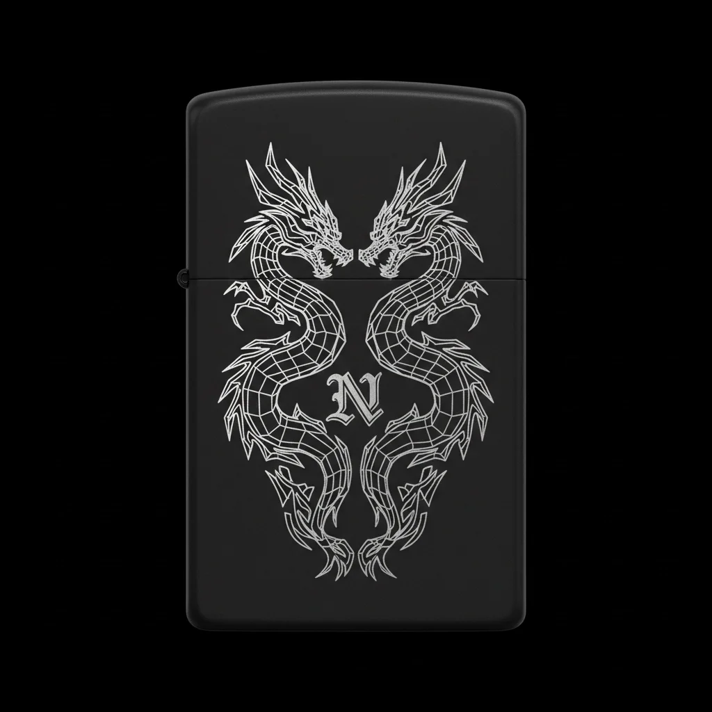 Zippo Ejderha Figürlü N Harfli Tasarım - V27