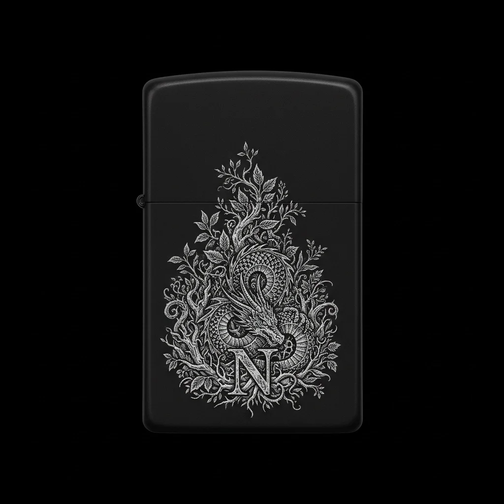 Zippo Ejderha Figürlü N Harfli Tasarım - V3