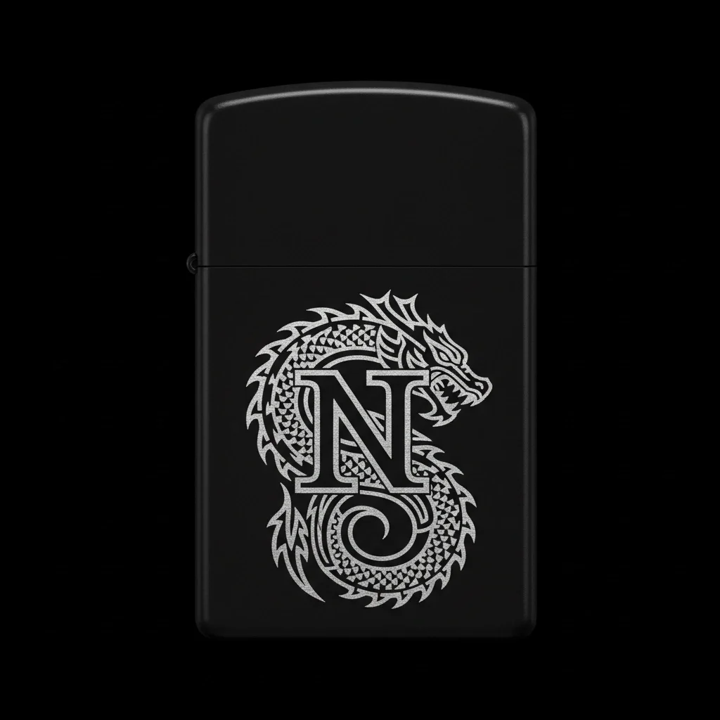 Zippo Ejderha Figürlü N Harfli Tasarım - V32