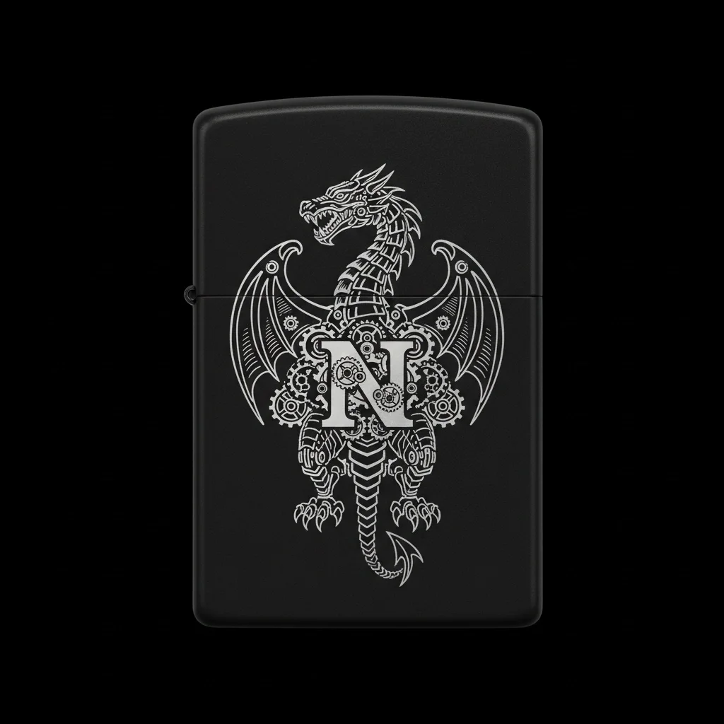 Zippo Ejderha Figürlü N Harfli Tasarım - V38