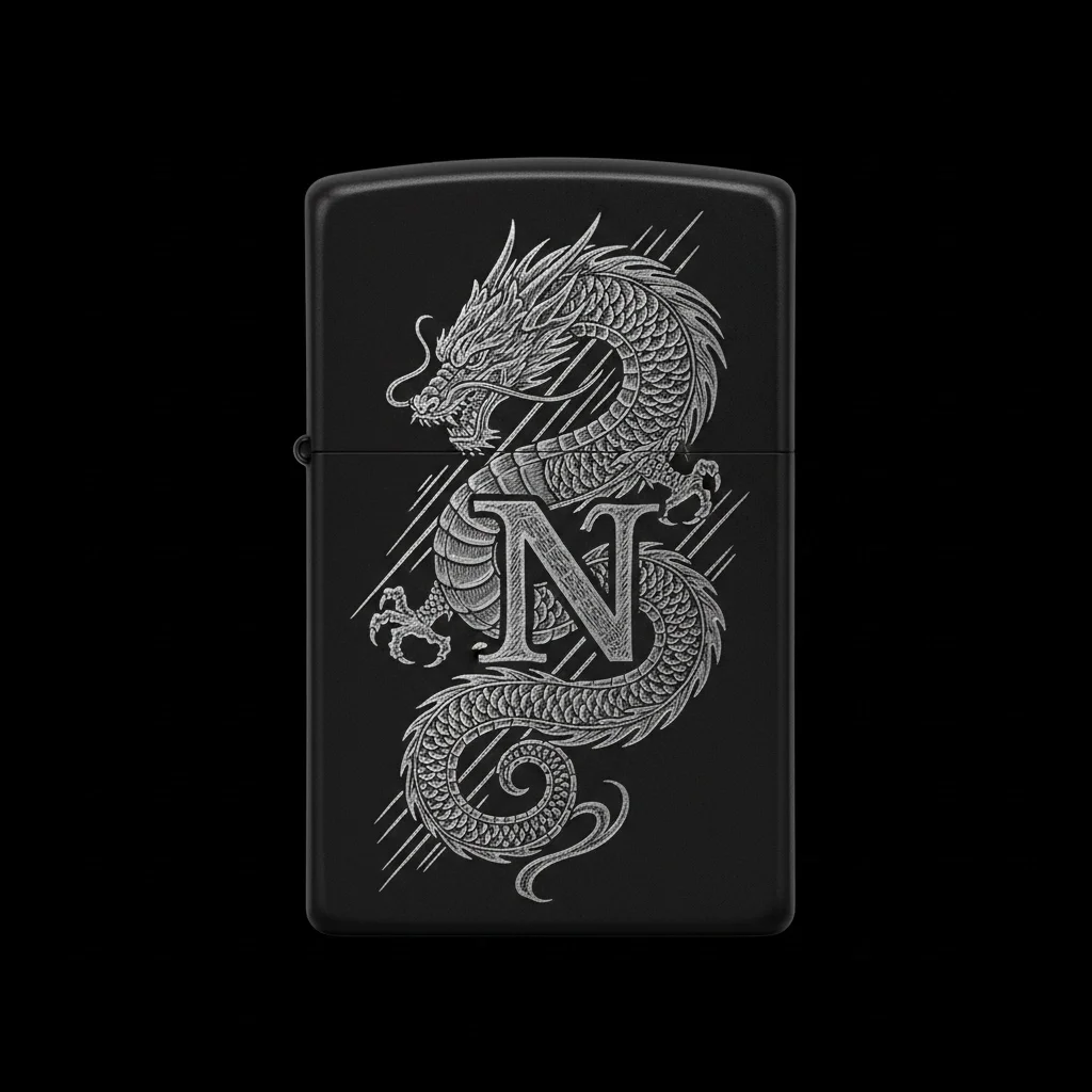 Zippo Ejderha Figürlü N Harfli Tasarım - V41