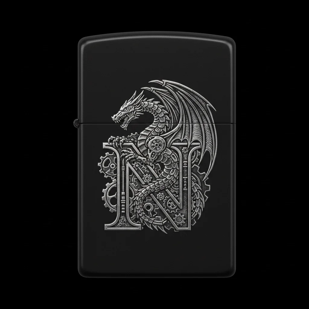 Zippo Ejderha Figürlü N Harfli Tasarım - V44