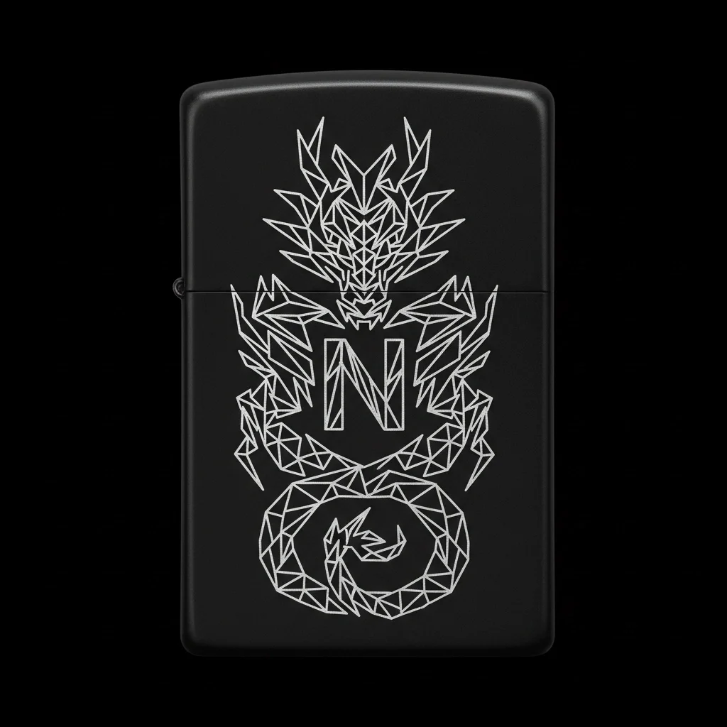 Zippo Ejderha Figürlü N Harfli Tasarım - V46