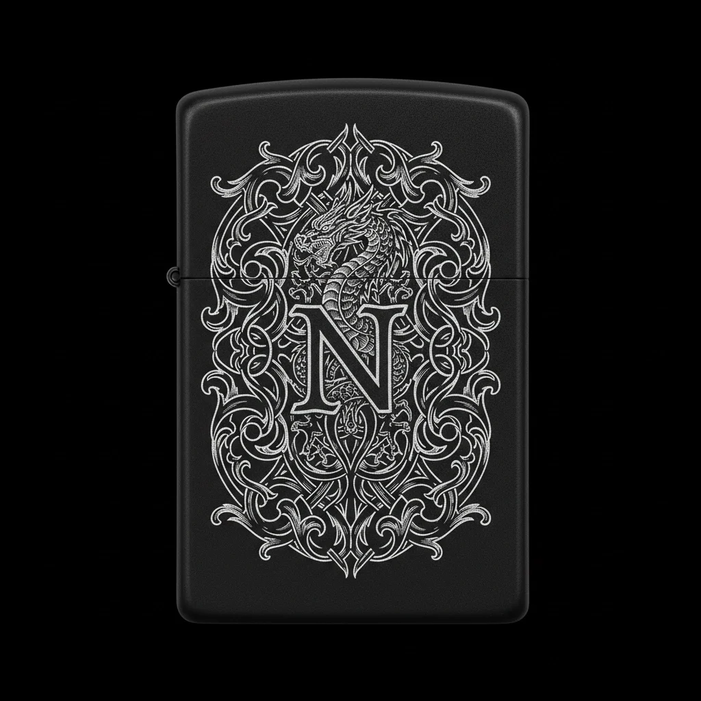 Zippo Ejderha Figürlü N Harfli Tasarım - V47