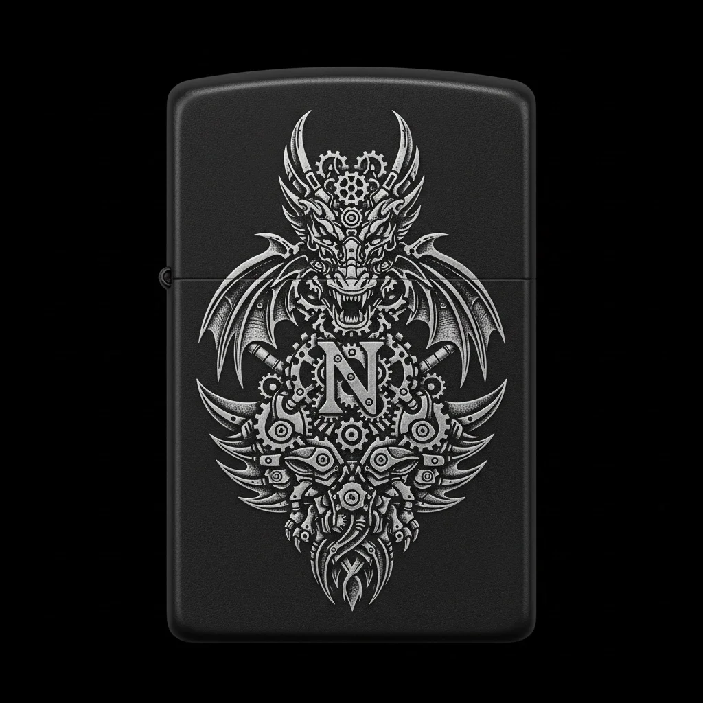 Zippo Ejderha Figürlü N Harfli Tasarım - V51