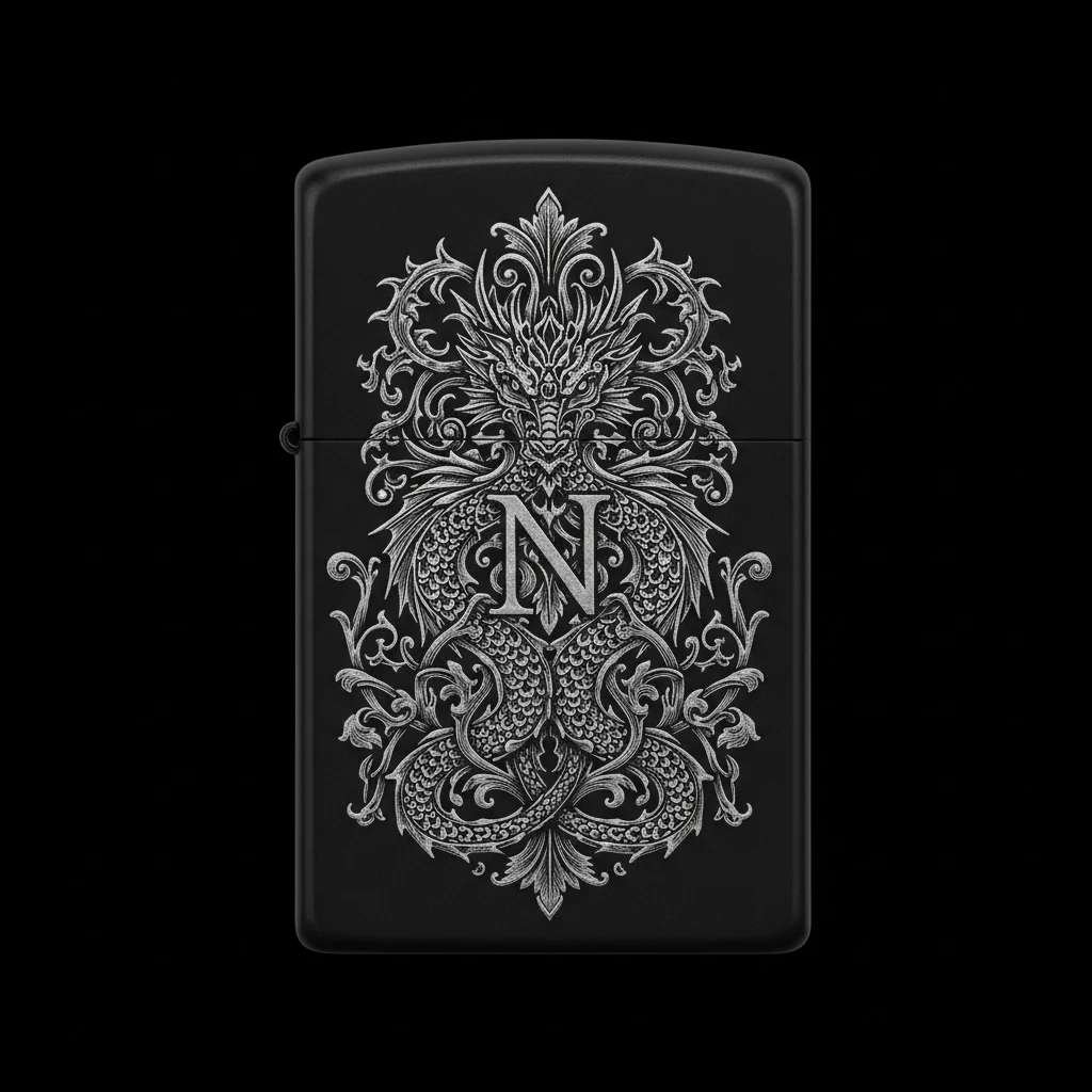 Zippo Ejderha Figürlü N Harfli Tasarım - V64