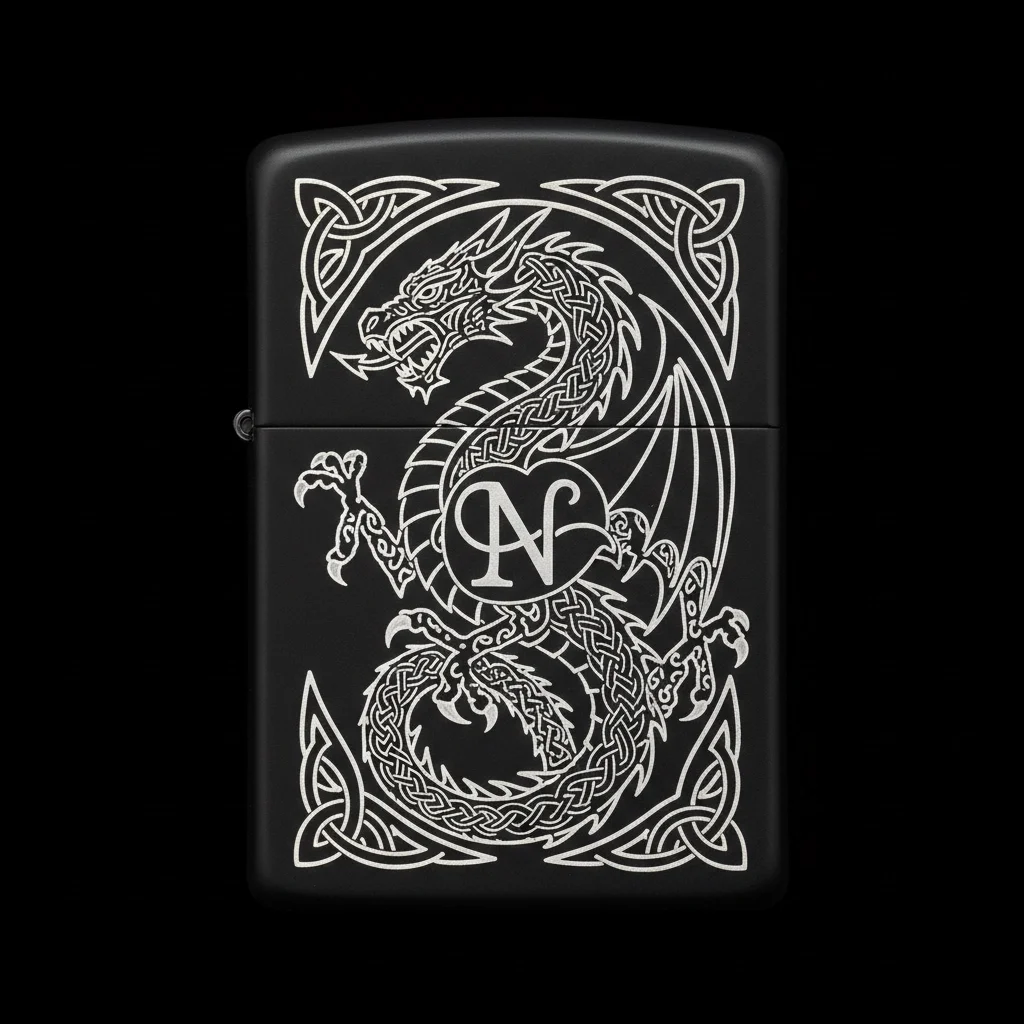 Zippo Ejderha Figürlü N Harfli Tasarım - V65