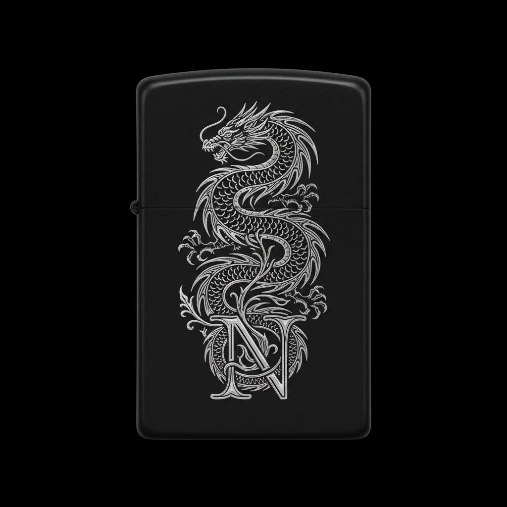 Zippo Ejderha Figürlü N Harfli Tasarım - V68