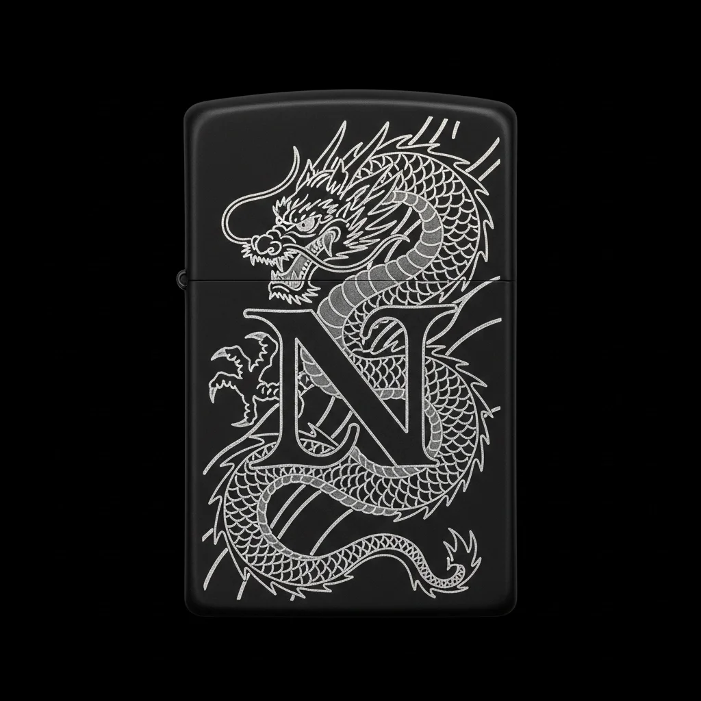 Zippo Ejderha Figürlü N Harfli Tasarım - V69