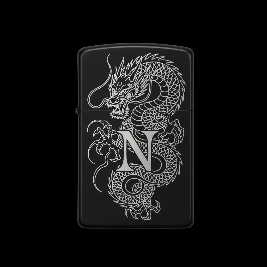 Zippo Ejderha Figürlü N Harfli Tasarım - V76