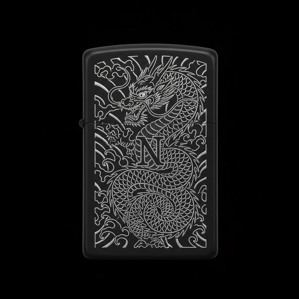 Zippo Ejderha Figürlü N Harfli Tasarım - V78