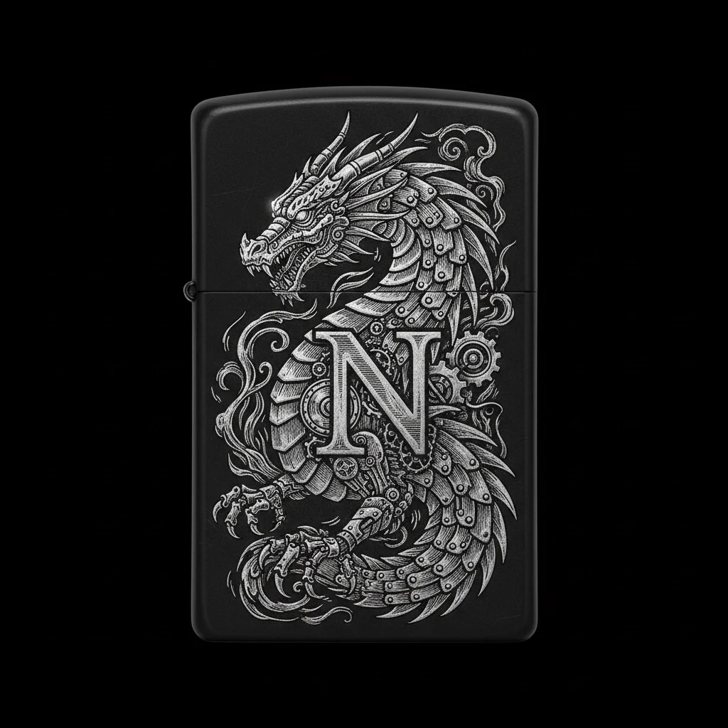 Zippo Ejderha Figürlü N Harfli Tasarım - V80