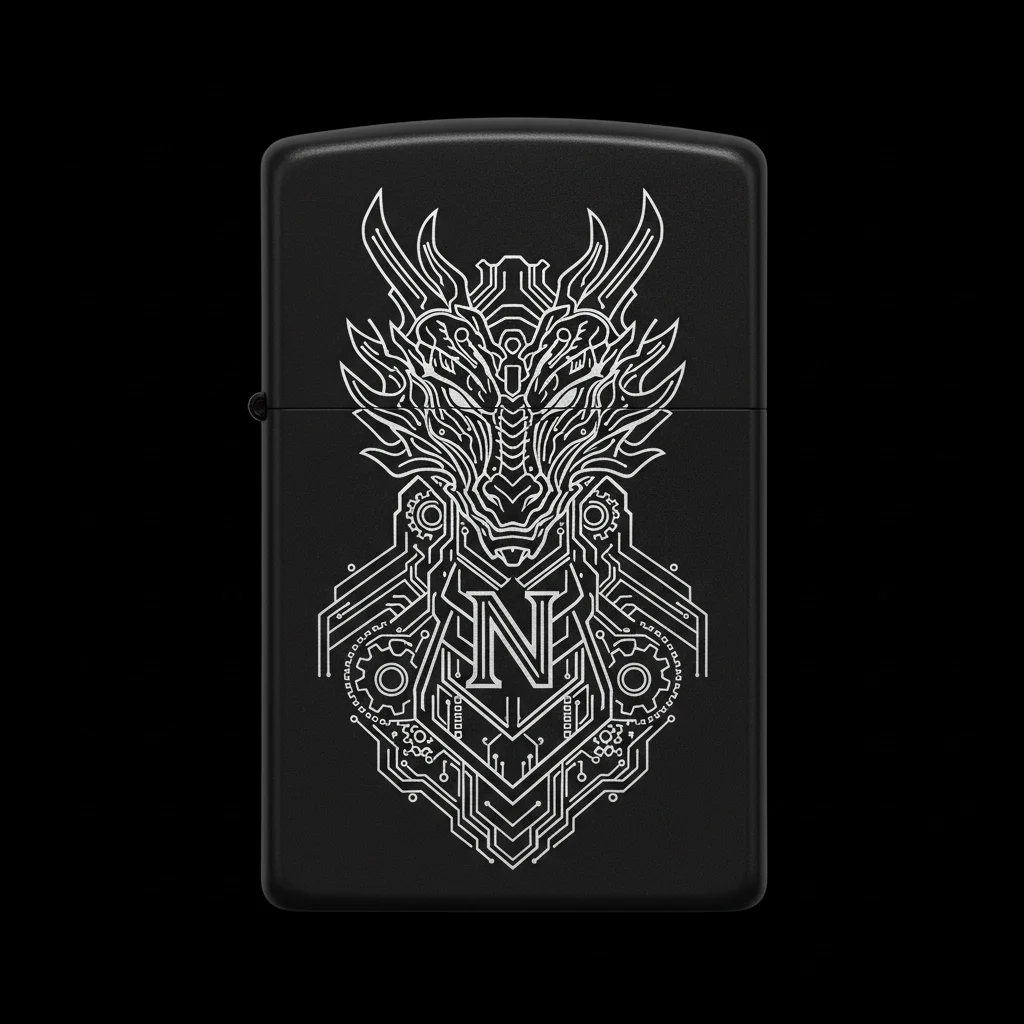 Zippo Ejderha Figürlü N Harfli Tasarım - V81