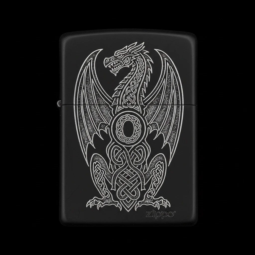 Zippo Ejderha Figürlü O Harfli Tasarım - V1