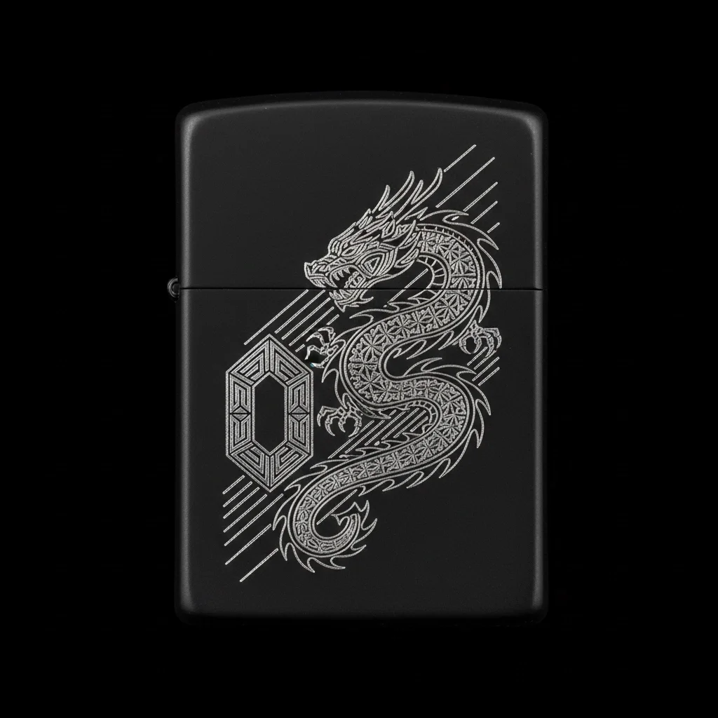 Zippo Ejderha Figürlü O Harfli Tasarım - V13