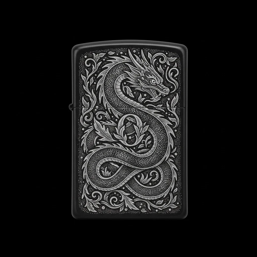 Zippo Ejderha Figürlü O Harfli Tasarım - V17