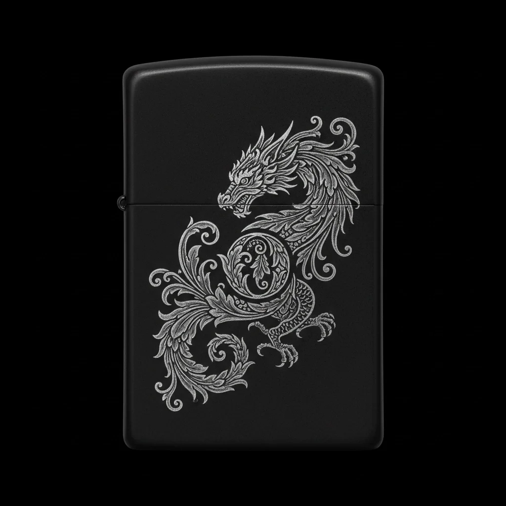 Zippo Ejderha Figürlü O Harfli Tasarım - V2