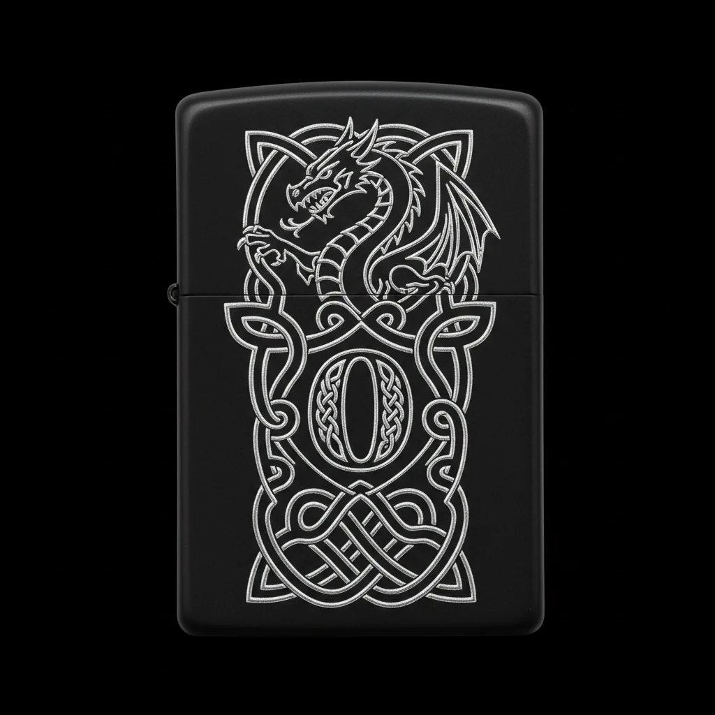 Zippo Ejderha Figürlü O Harfli Tasarım - V21