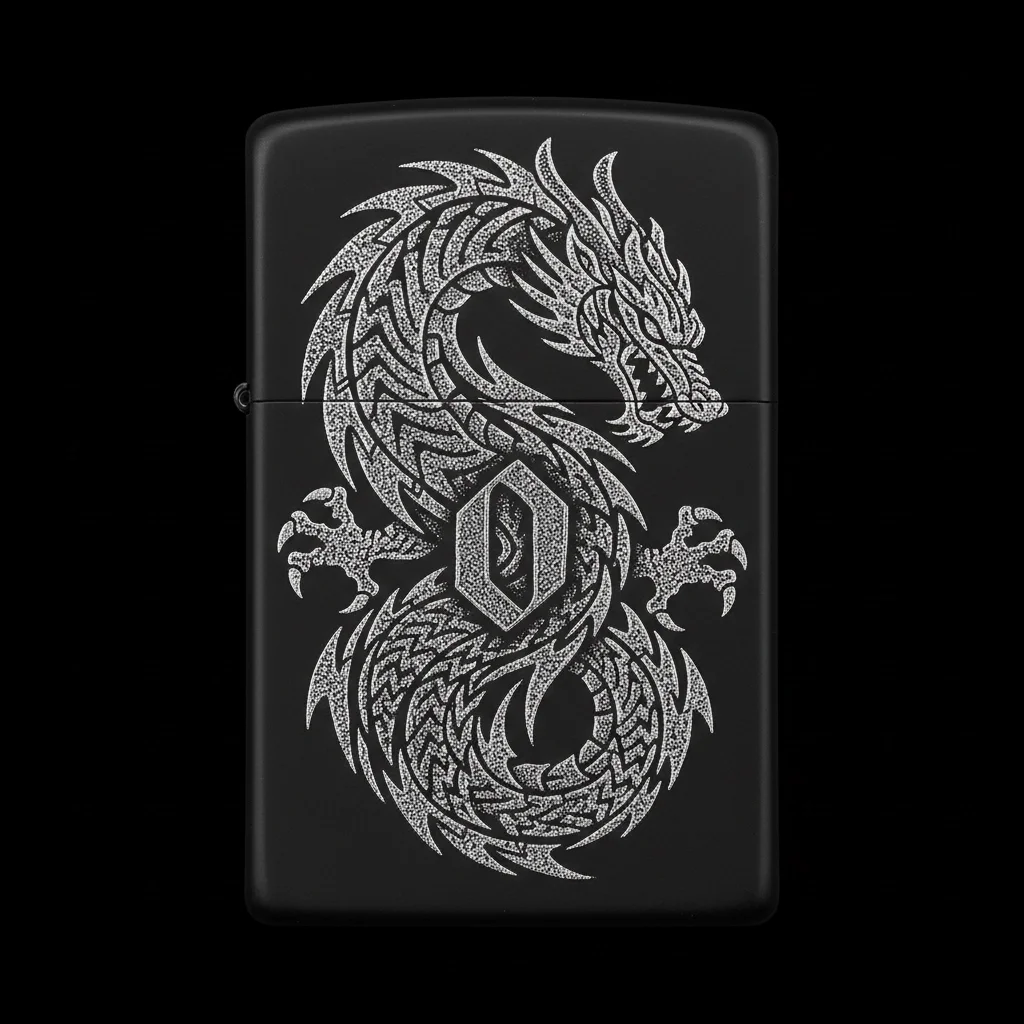 Zippo Ejderha Figürlü O Harfli Tasarım - V26