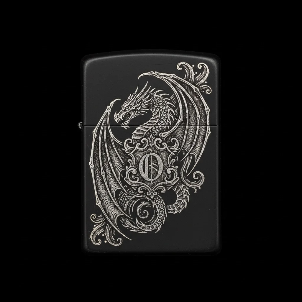 Zippo Ejderha Figürlü O Harfli Tasarım - V3