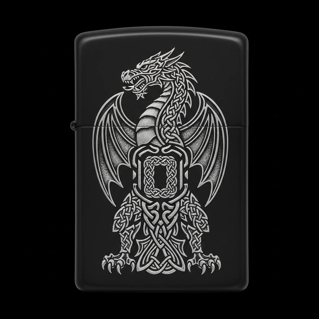 Zippo Ejderha Figürlü O Harfli Tasarım - V30