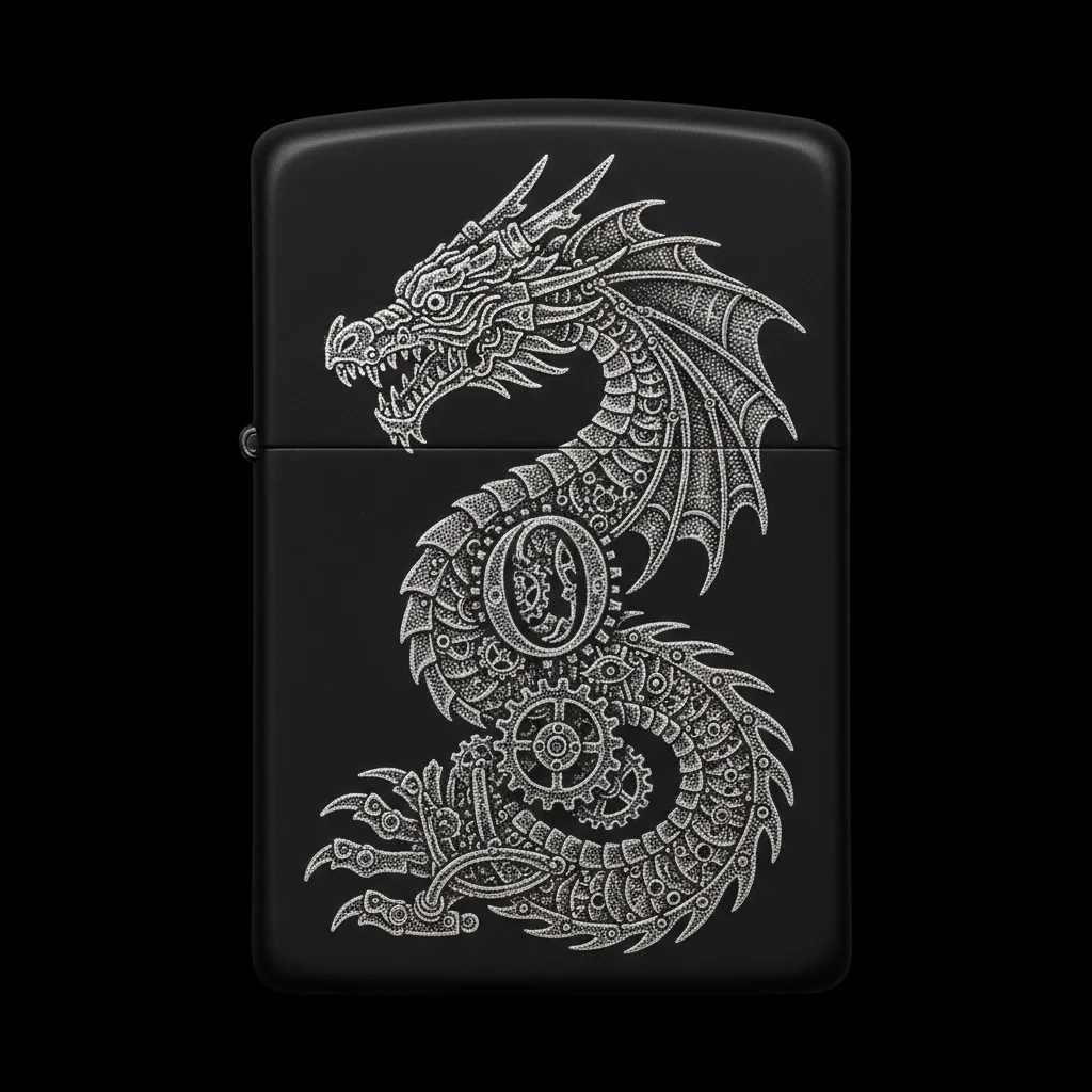 Zippo Ejderha Figürlü O Harfli Tasarım - V32