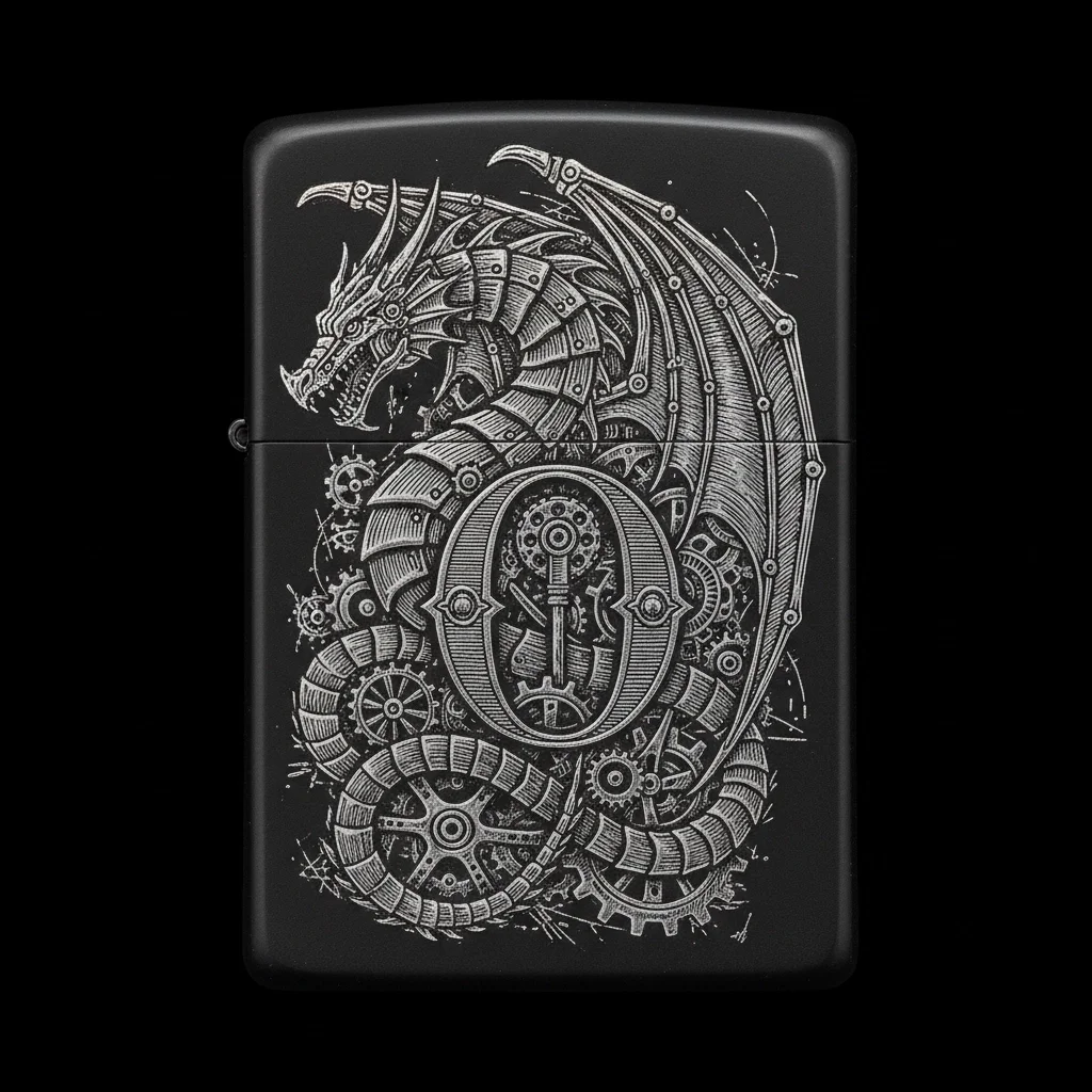 Zippo Ejderha Figürlü O Harfli Tasarım - V35