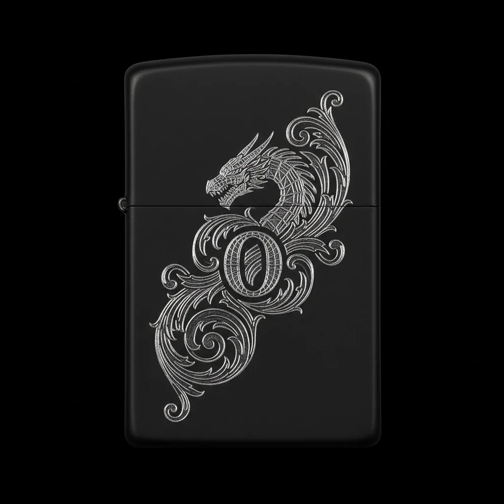 Zippo Ejderha Figürlü O Harfli Tasarım - V37