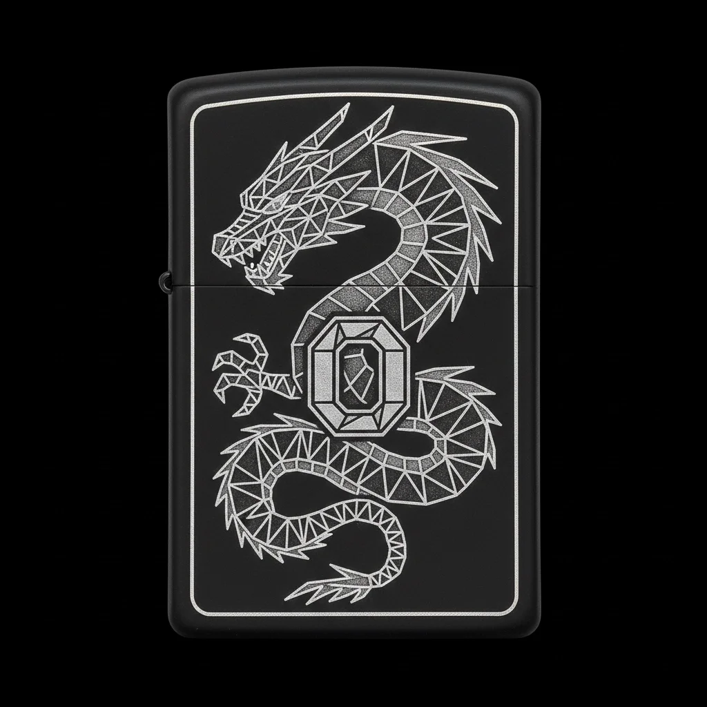 Zippo Ejderha Figürlü O Harfli Tasarım - V41