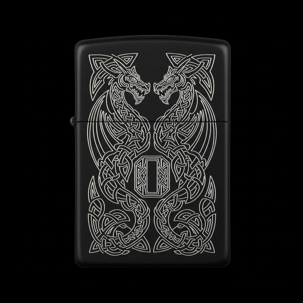 Zippo Ejderha Figürlü O Harfli Tasarım - V42