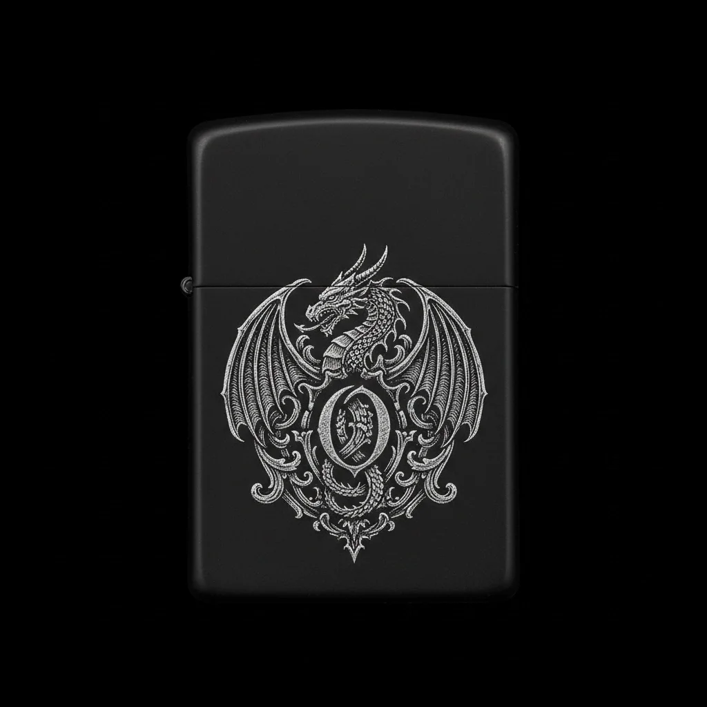 Zippo Ejderha Figürlü O Harfli Tasarım - V45