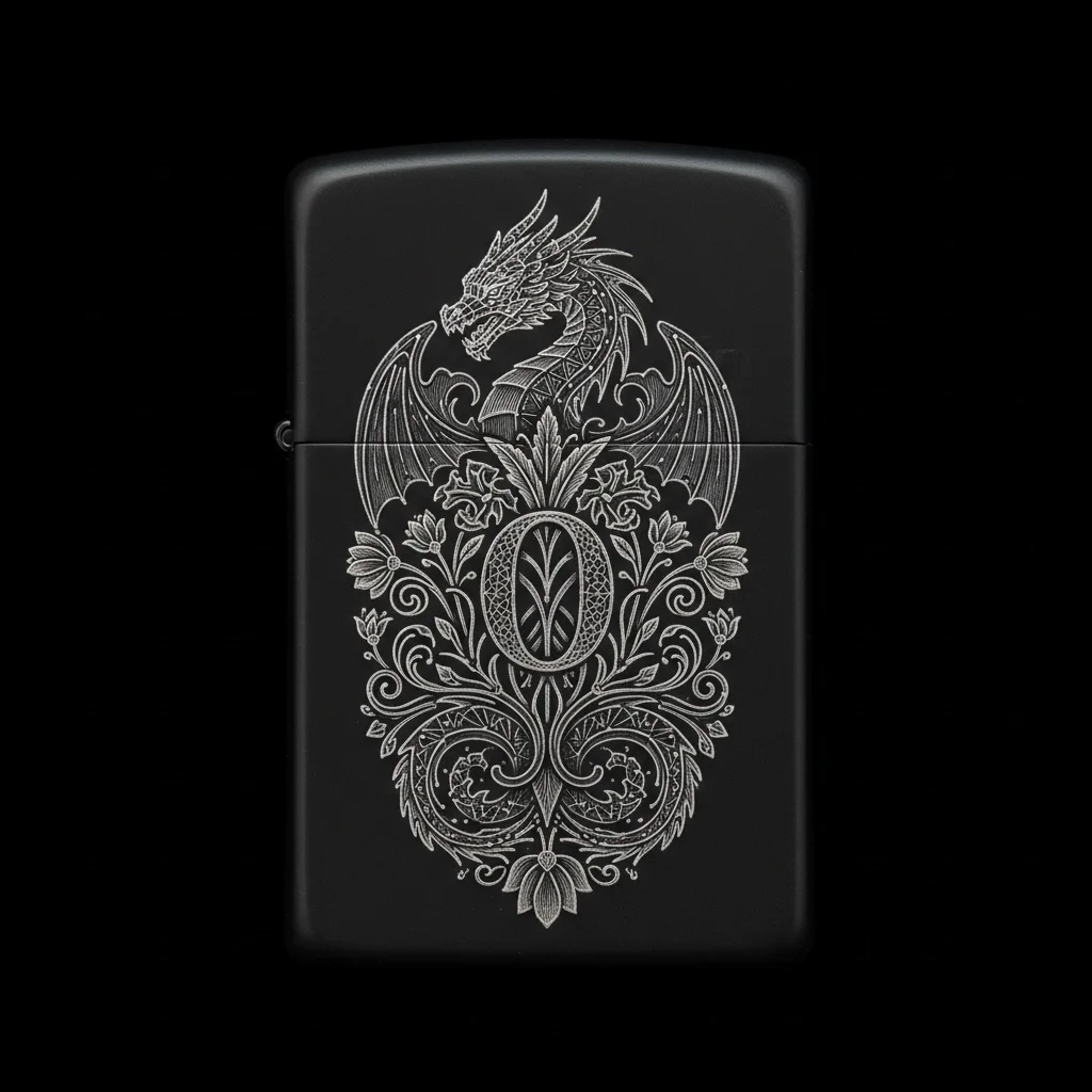 Zippo Ejderha Figürlü O Harfli Tasarım - V46