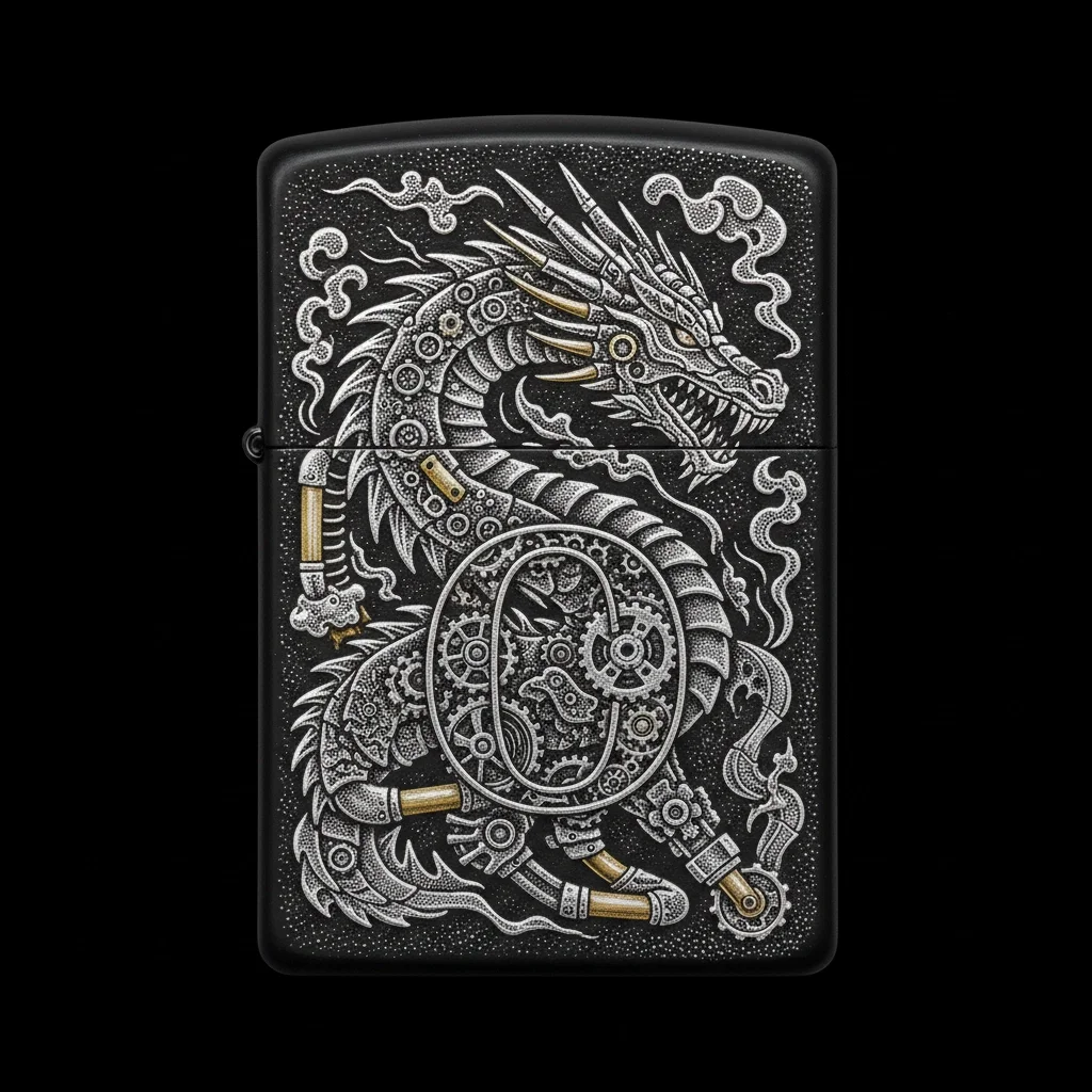 Zippo Ejderha Figürlü O Harfli Tasarım - V47