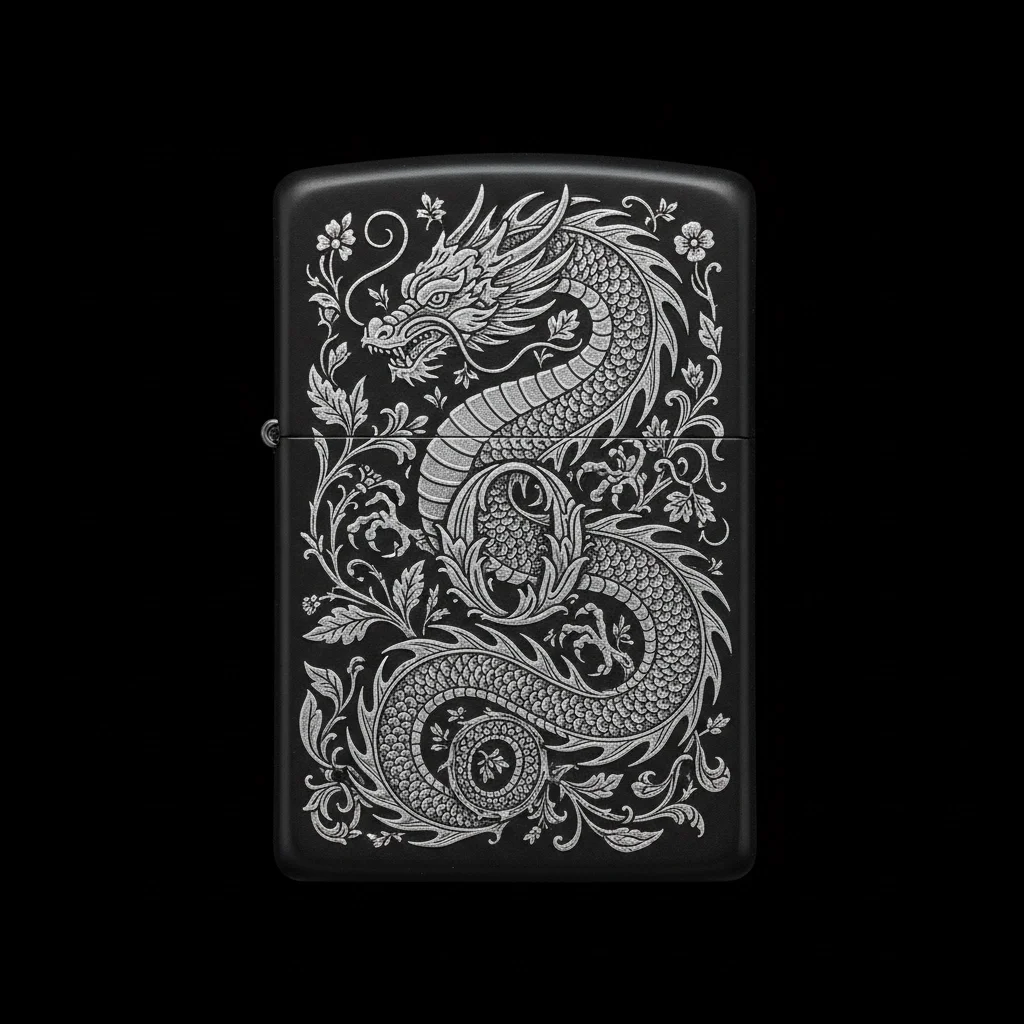 Zippo Ejderha Figürlü O Harfli Tasarım - V49