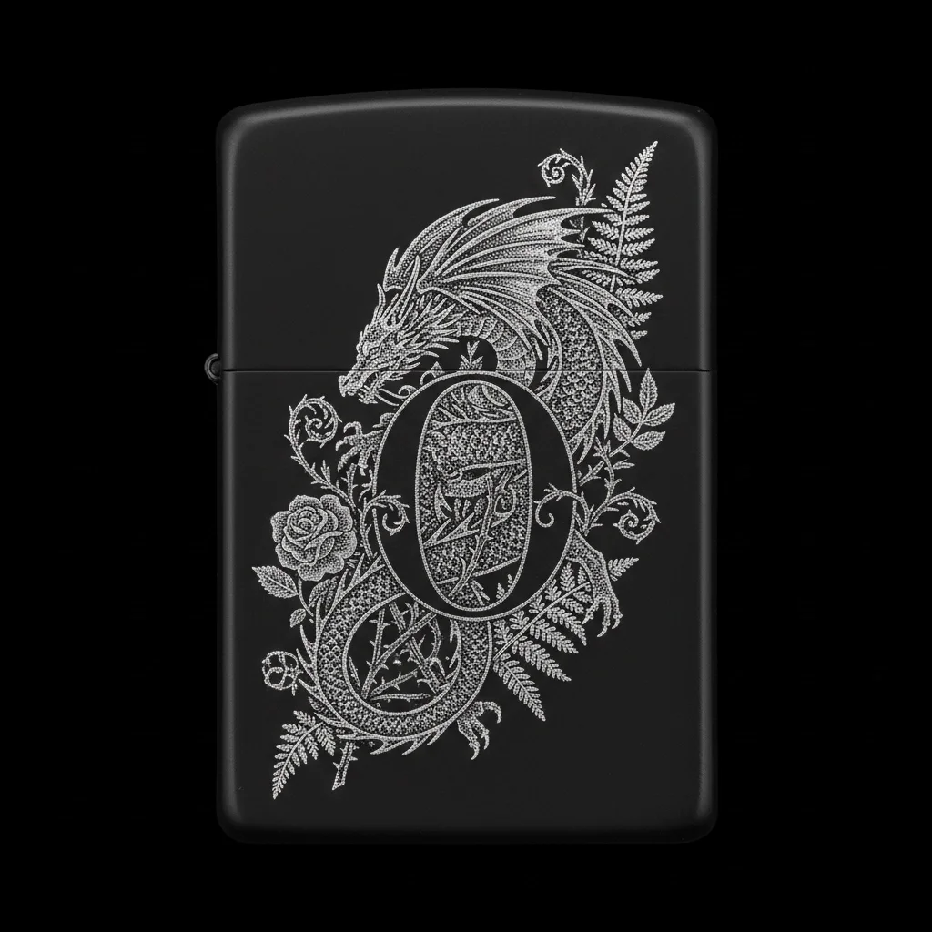 Zippo Ejderha Figürlü O Harfli Tasarım - V56