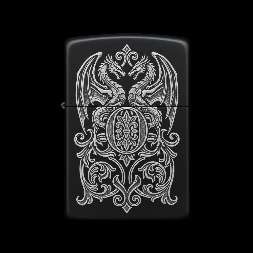 Zippo Ejderha Figürlü O Harfli Tasarım - V57