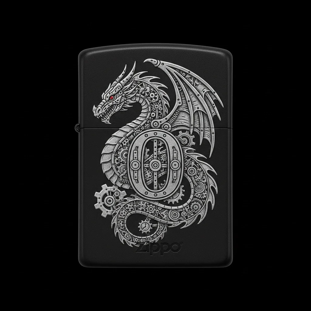 Zippo Ejderha Figürlü O Harfli Tasarım - V6