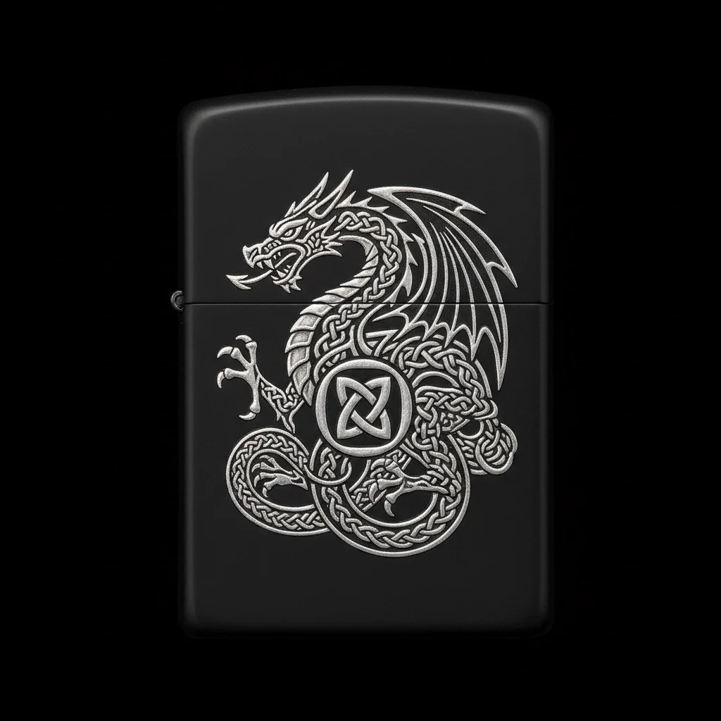 Zippo Ejderha Figürlü O Harfli Tasarım - V60