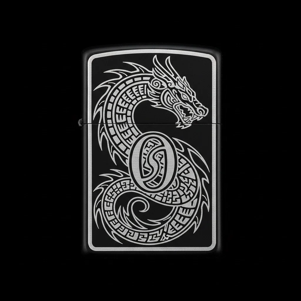 Zippo Ejderha Figürlü O Harfli Tasarım - V61