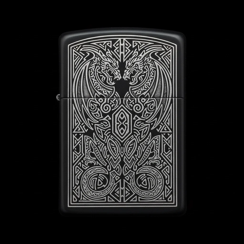 Zippo Ejderha Figürlü O Harfli Tasarım - V64