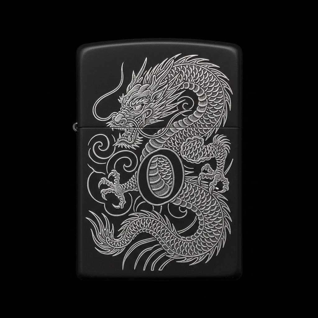 Zippo Ejderha Figürlü O Harfli Tasarım - V65