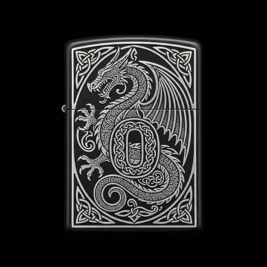 Zippo Ejderha Figürlü O Harfli Tasarım - V67