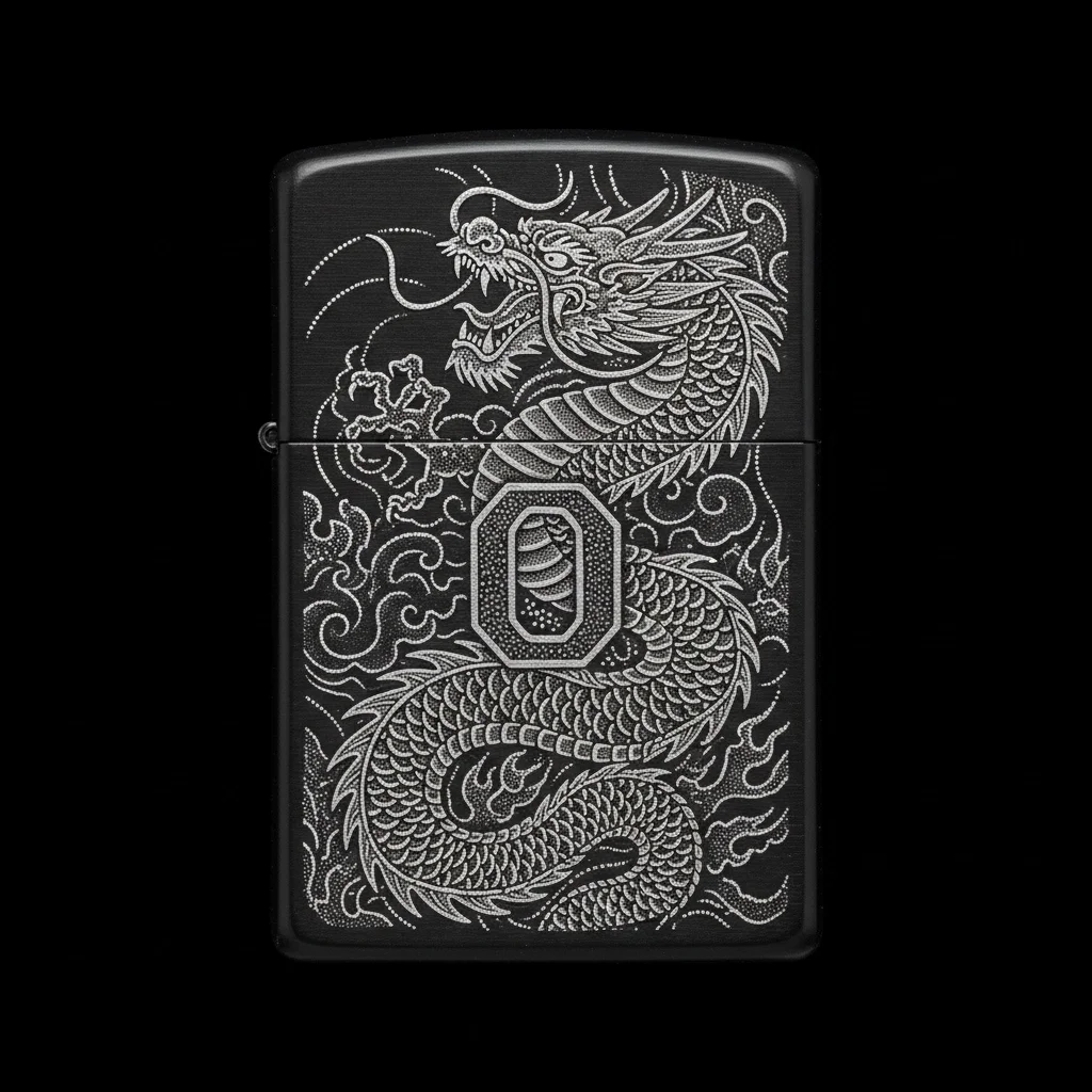 Zippo Ejderha Figürlü O Harfli Tasarım - V68