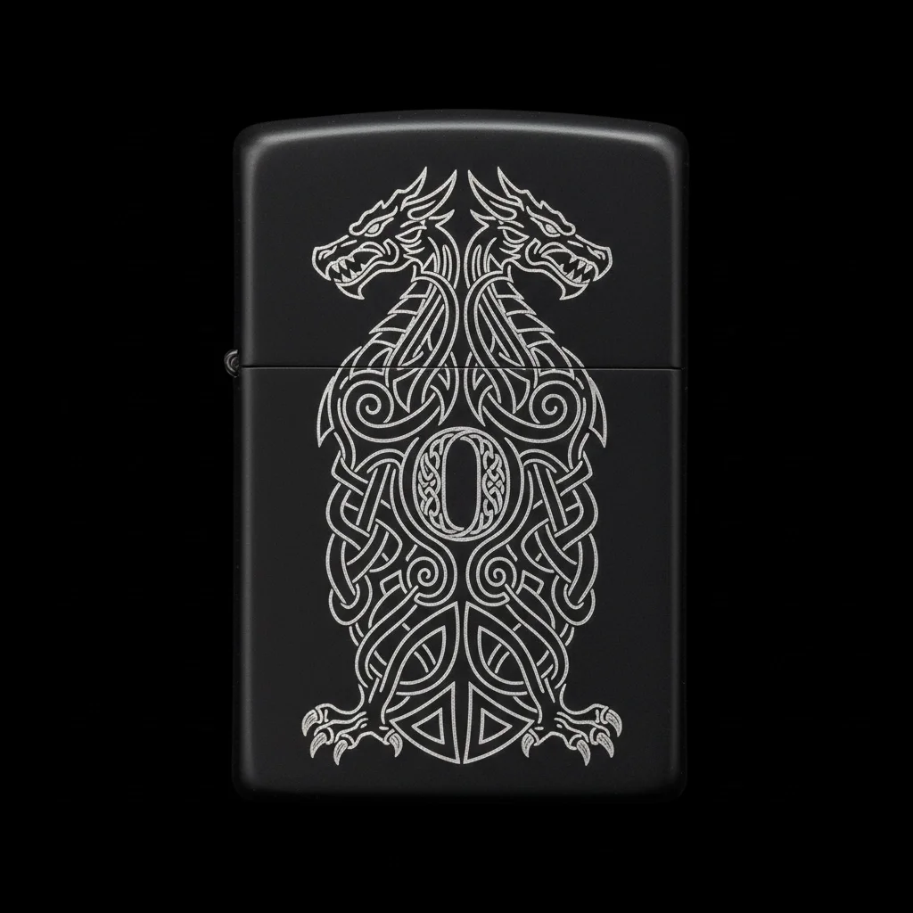 Zippo Ejderha Figürlü O Harfli Tasarım - V70