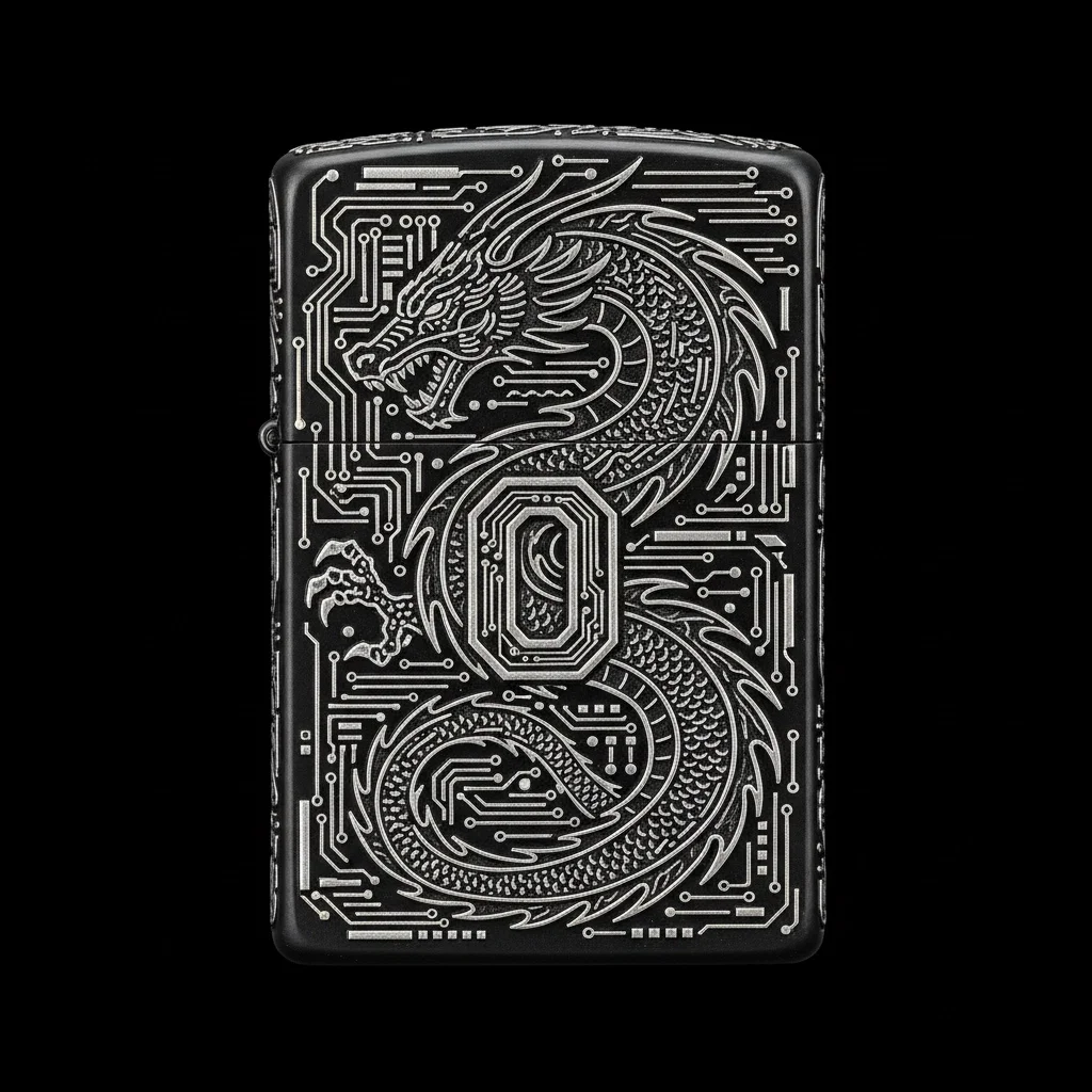 Zippo Ejderha Figürlü O Harfli Tasarım - V71