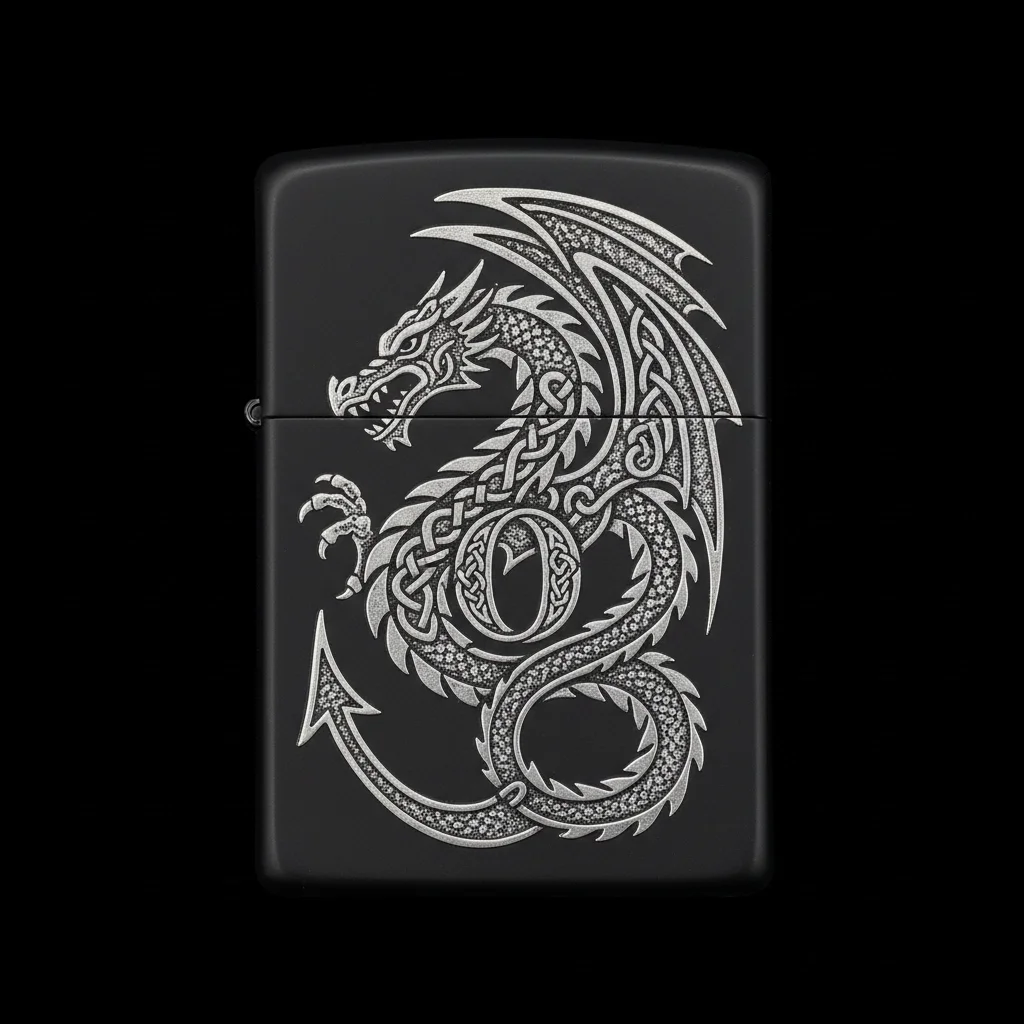 Zippo Ejderha Figürlü O Harfli Tasarım - V74
