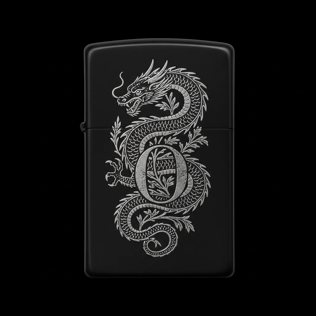 Zippo Ejderha Figürlü O Harfli Tasarım - V75