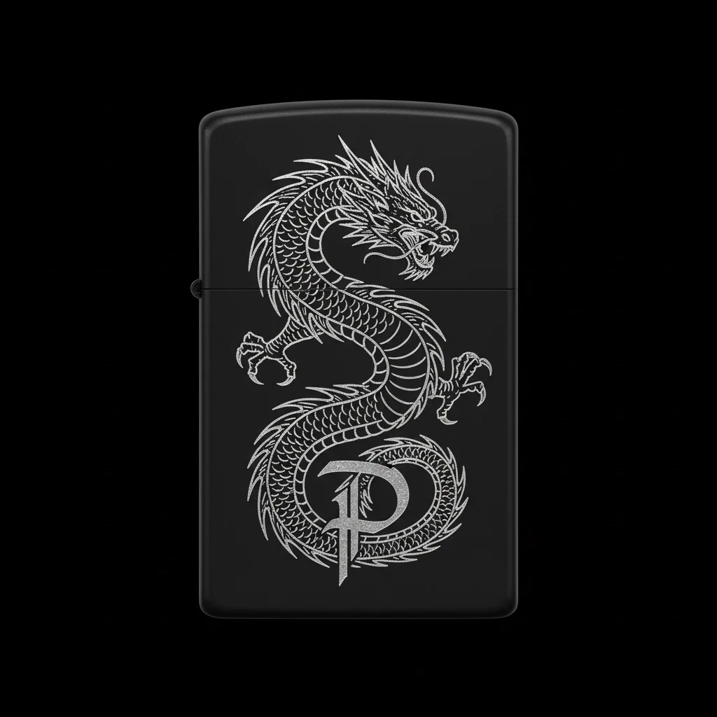 Zippo Ejderha Figürlü P Harfli Tasarım - V25