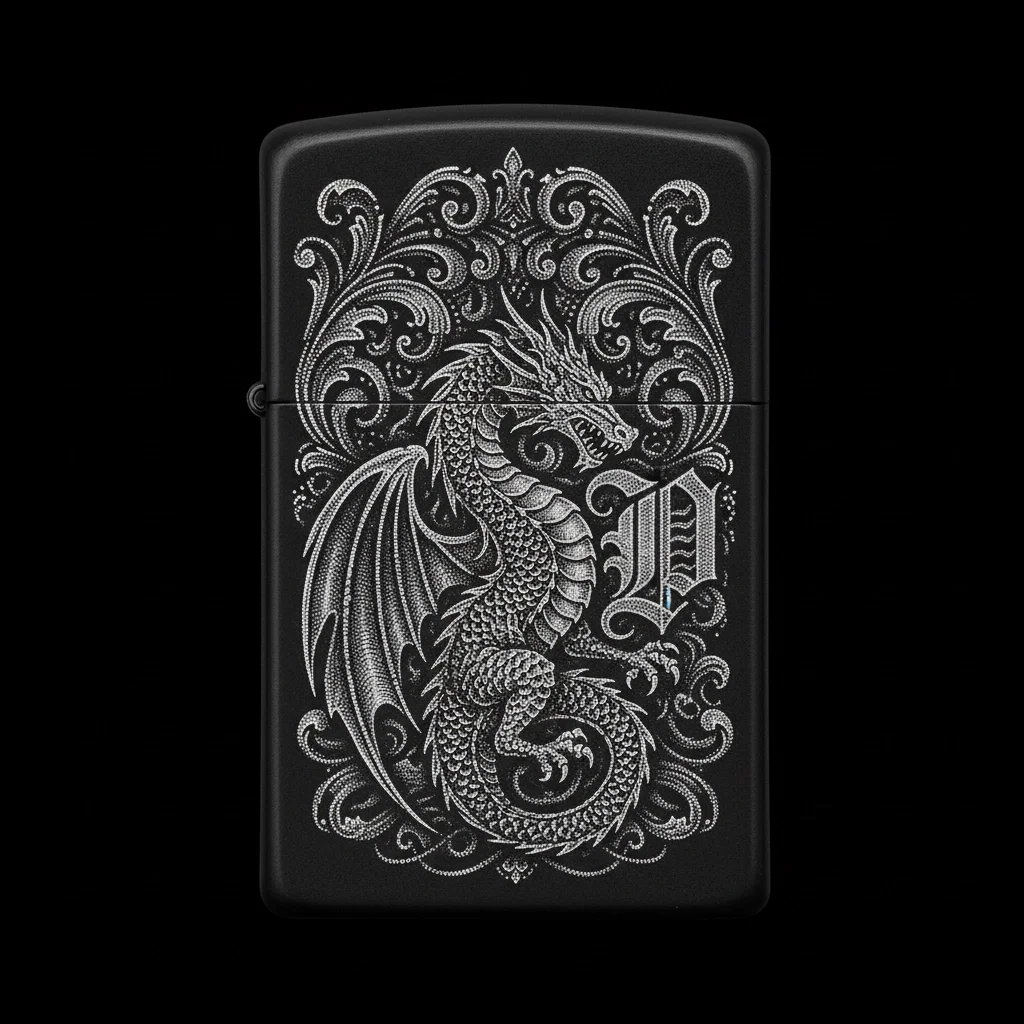 Zippo Ejderha Figürlü P Harfli Tasarım - V26